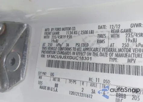 2013 Ford Escape Titanium from USA, damaged, VIN 1FMCU9J9XDUC18301